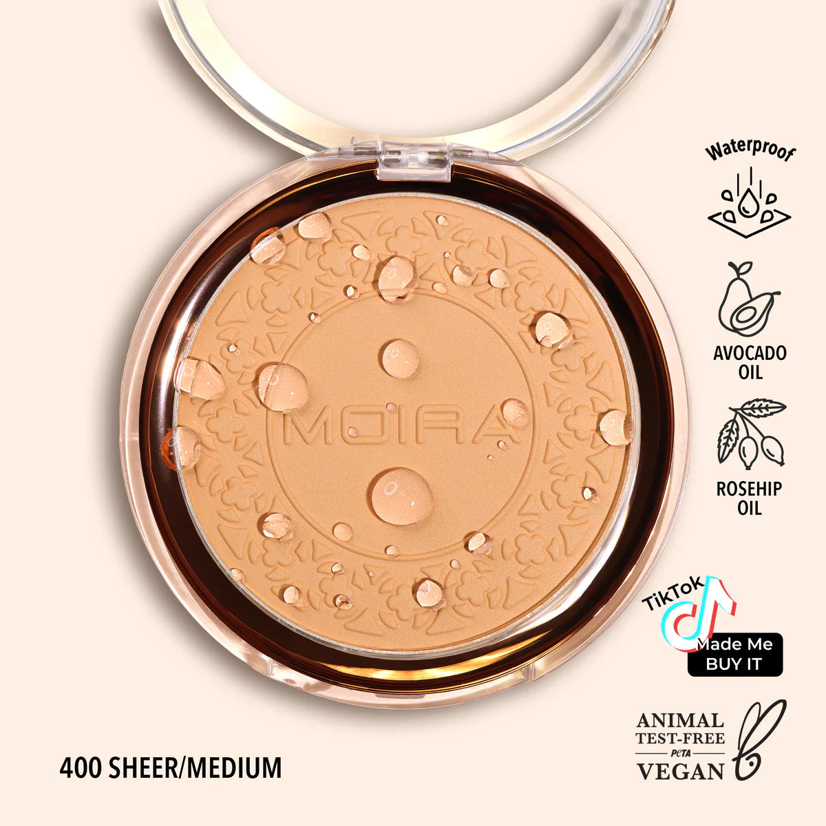 Polvo Compacto a prueba de agua Moira beauty